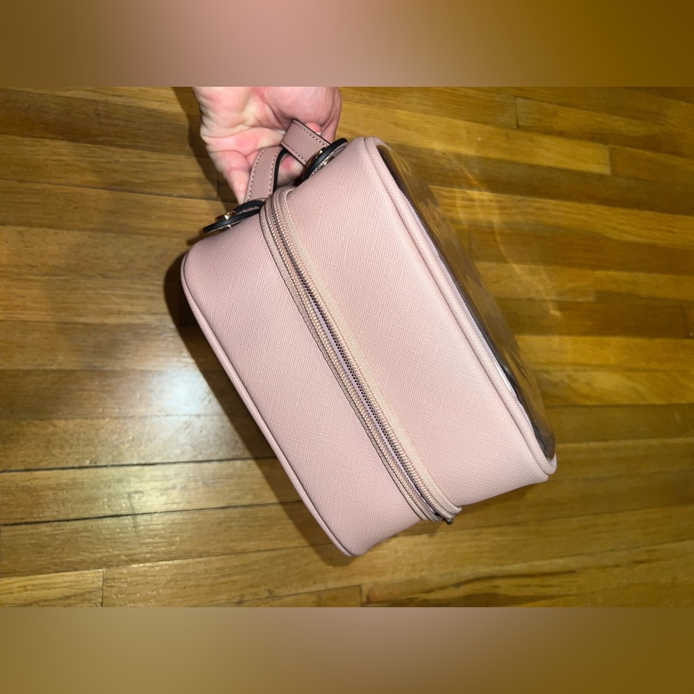 Calpak Clear Travel Cosmetic Bag with Blush Trim - Picture 8 of 10